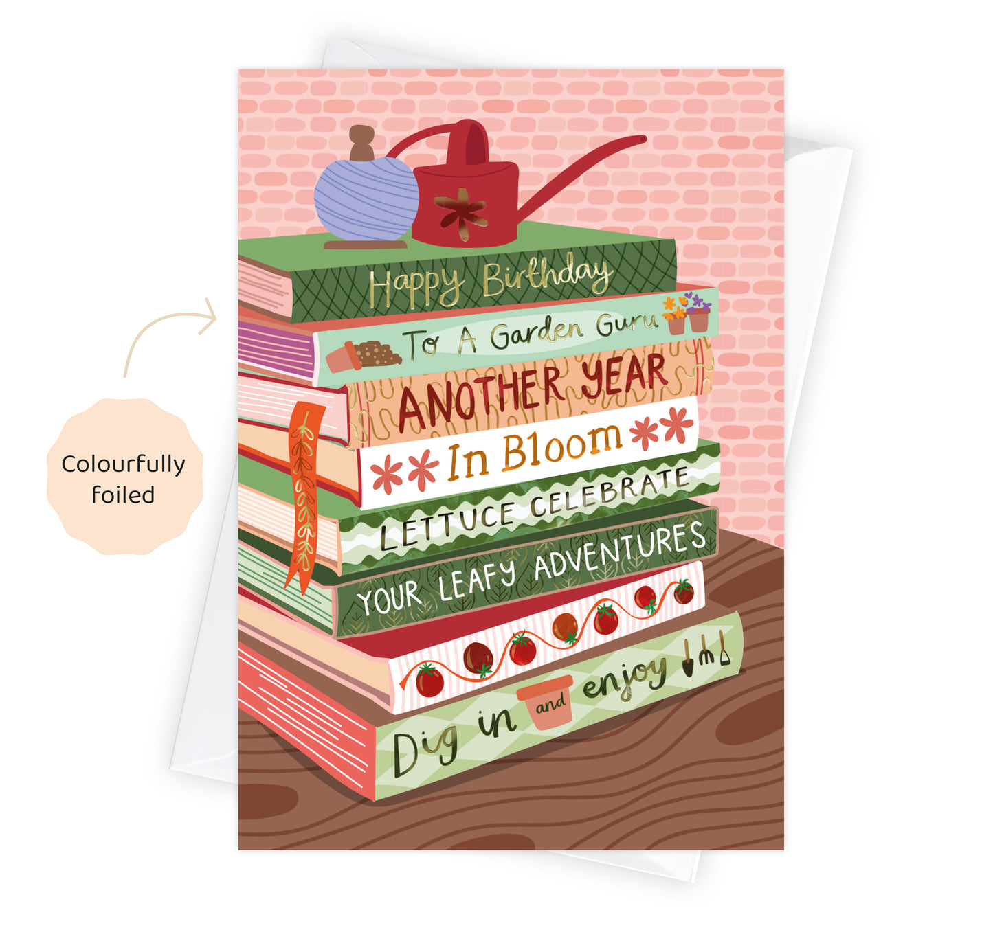 Happy Birthday Garden Guru - Foiled Bookish Birthday Card
