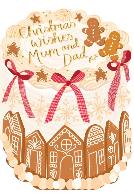 GCA6_CAKE023 - Christmas Wishes Mum & Dad