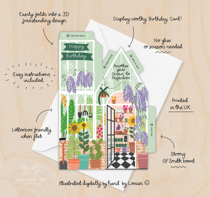 Greenhouse Birthday Card – 3D Slot Together Greeting Card