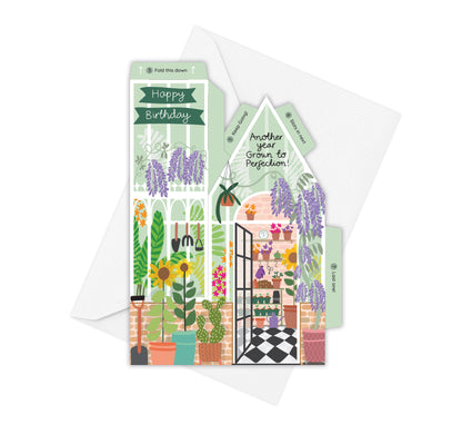 Greenhouse Birthday Card – 3D Slot Together Greeting Card