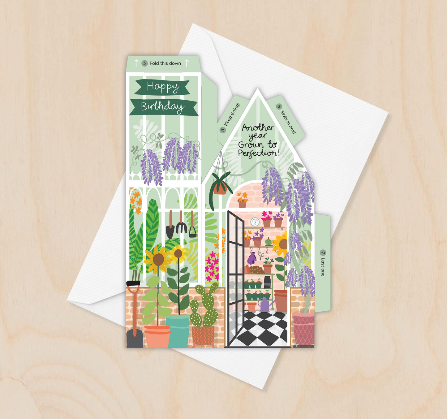 Greenhouse Birthday Card – 3D Slot Together Greeting Card