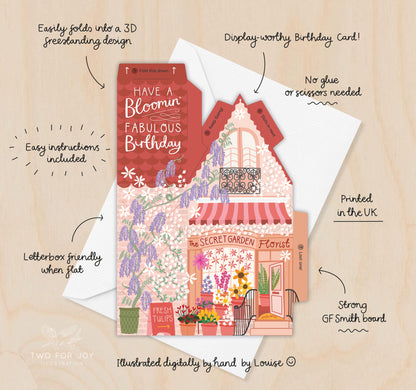 Florist Birthday Card – 3D Slot Together Greeting Card