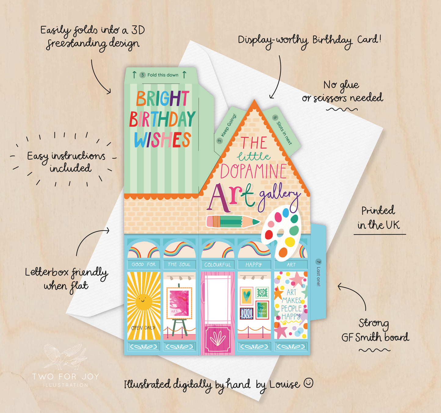 Dopamine Art Gallery Birthday Card – 3D Slot Together Card