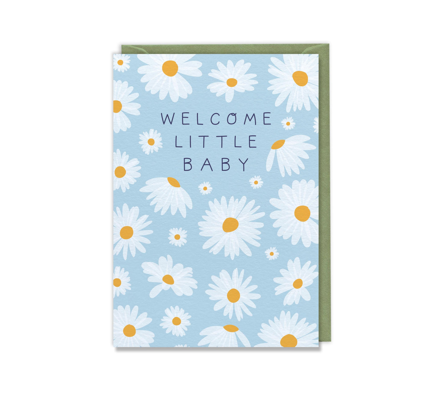 Welcome Little Baby  Luxury Greeting Card Baby Shower Blue Little Boy