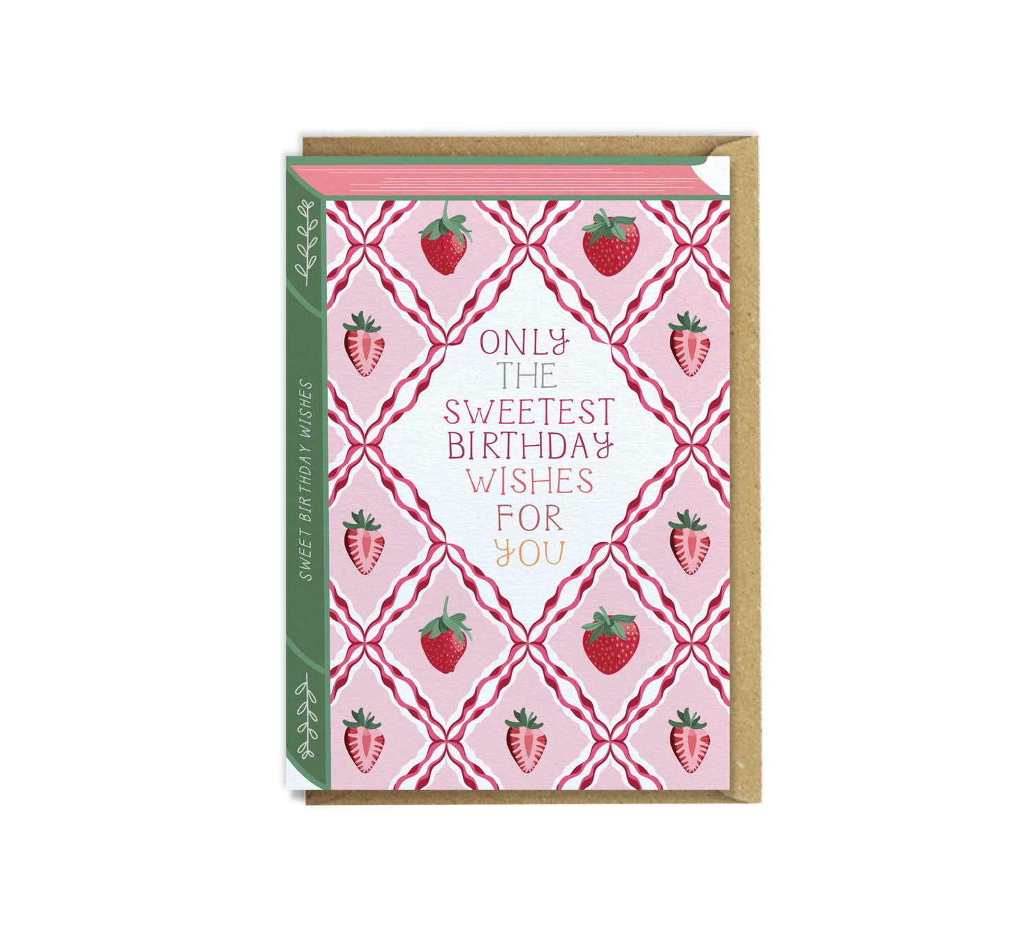 Sweetest Birthday Wishes  Luxury Book Birthday Strawberry Greeting Card