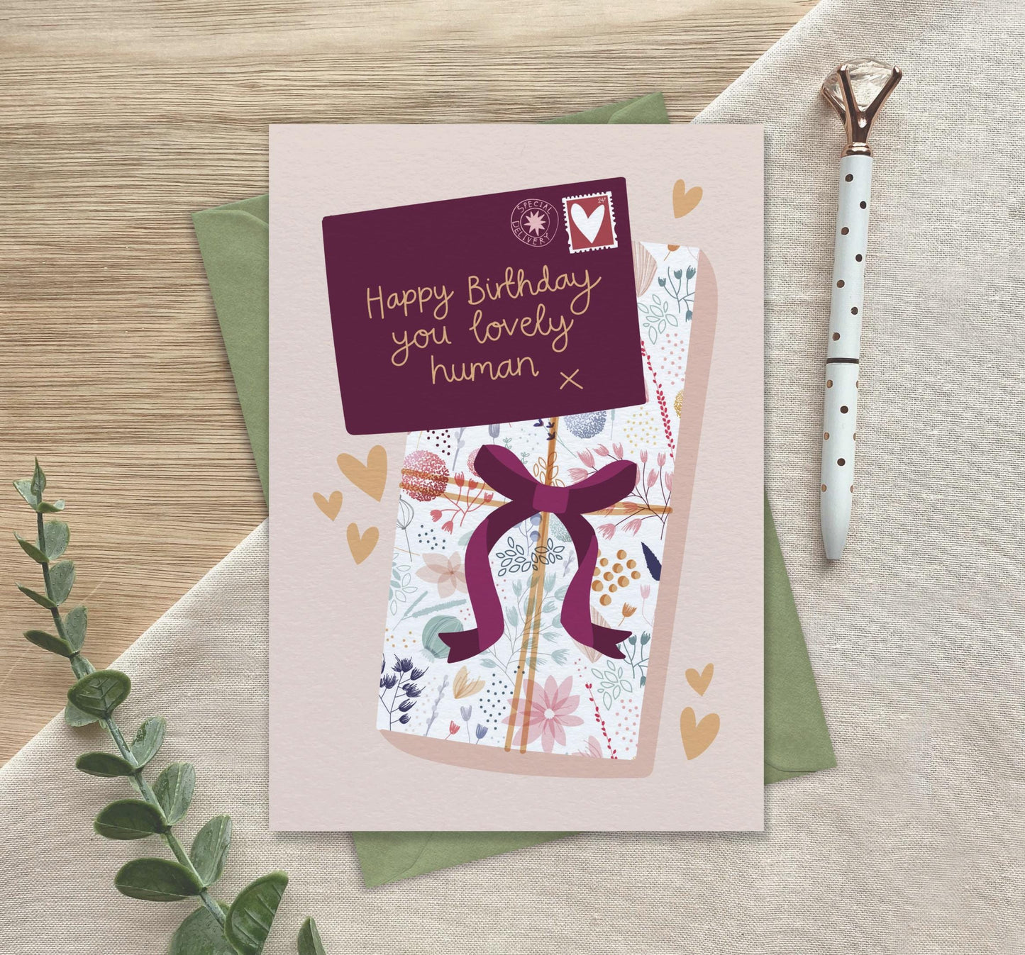 Happy Birthday You Lovely Human  Luxury Birthday Greeting Card for Friend, Sister, Collegue