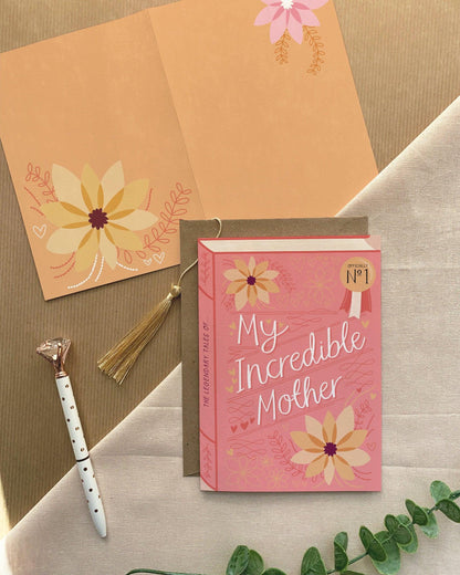 My Incredible Mother  Luxury Book Birthday Mother's Day Greeting Card