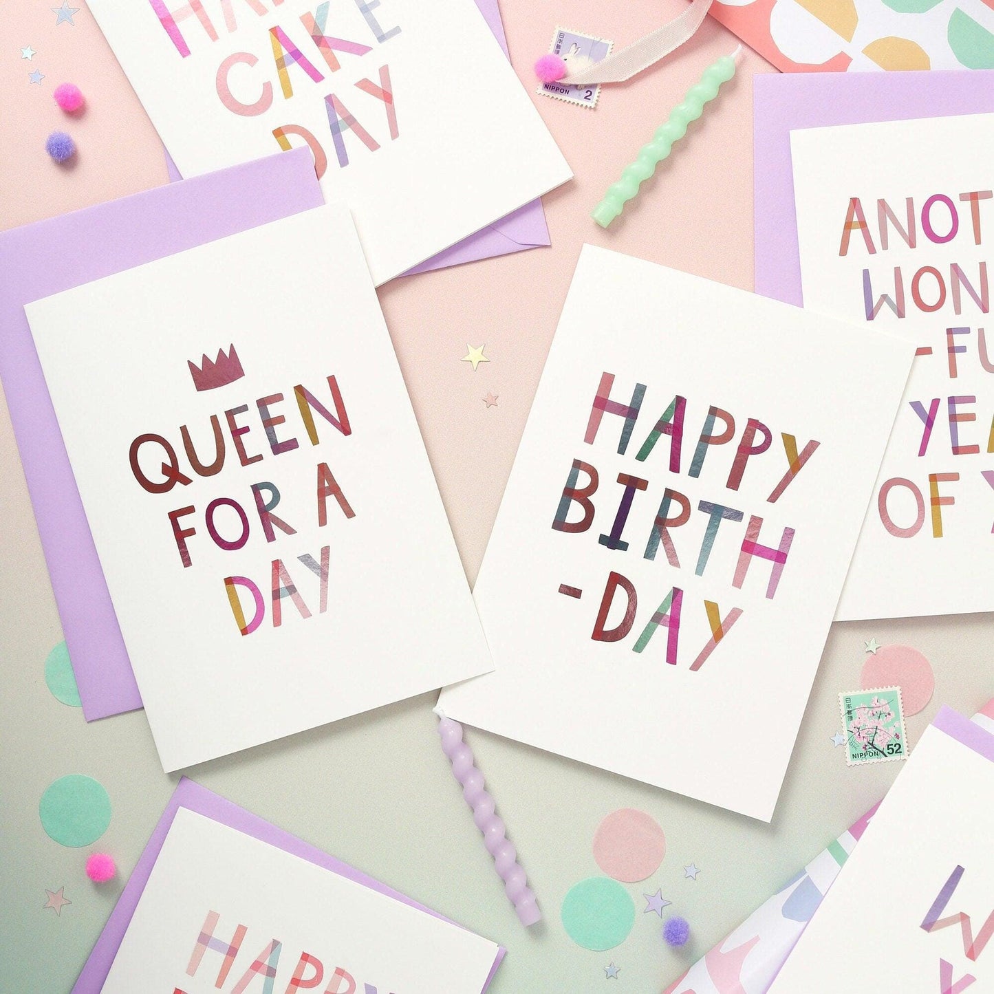 Queen for a day  Birthday Luxury Foiled Rainbow Greeting Card
