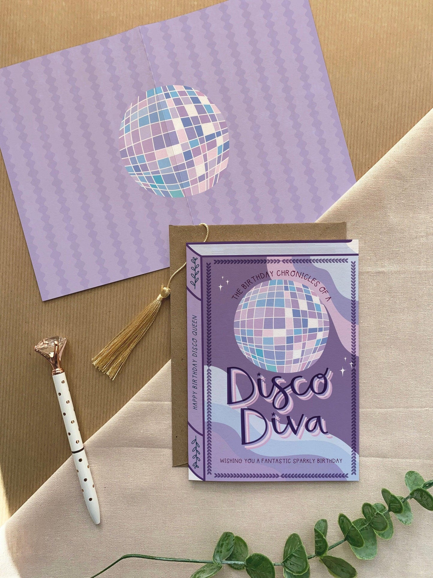 Disco Diva Disco Ball  Luxury Book Birthday Greeting Card