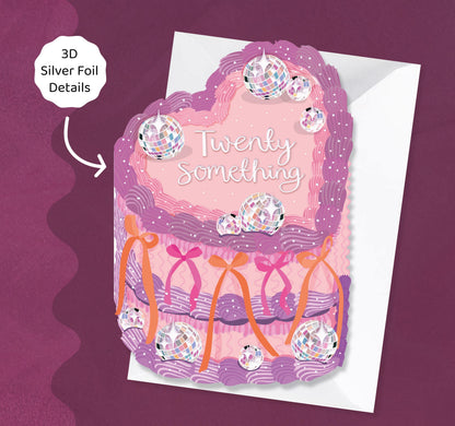 Twenty Something - Birthday Cake Shaped Greeting Card