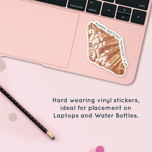 Almond Croissant Enthusiast Club - Vinyl Sticker Waterproof Laptop Water Bottle Sticker