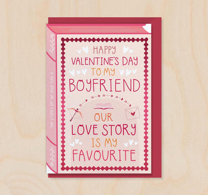 Valentine's Boyfriend - Our Love Story  Book Greeting Card for Boyfriend