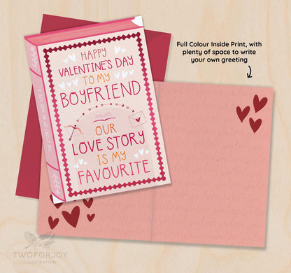 Valentine's Boyfriend - Our Love Story  Book Greeting Card for Boyfriend