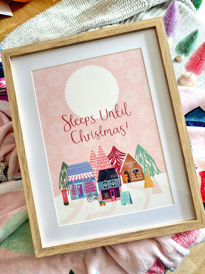 Sleeps Until Christmas - Countdown A4 Art Print