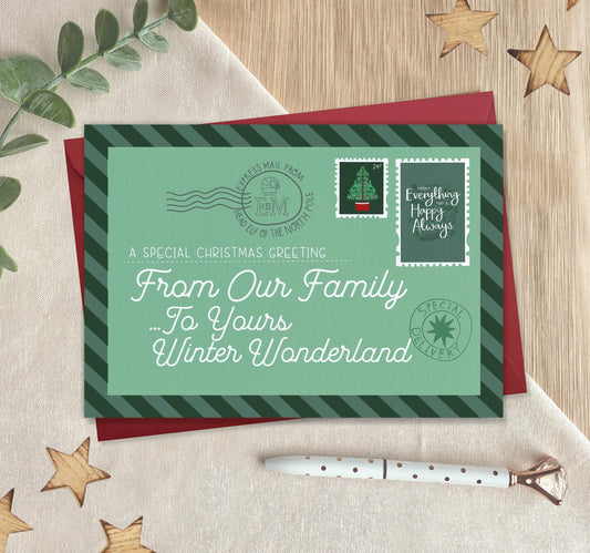 From our Family to Yours  - Chrismas card for Friends, Neighbours, Couples