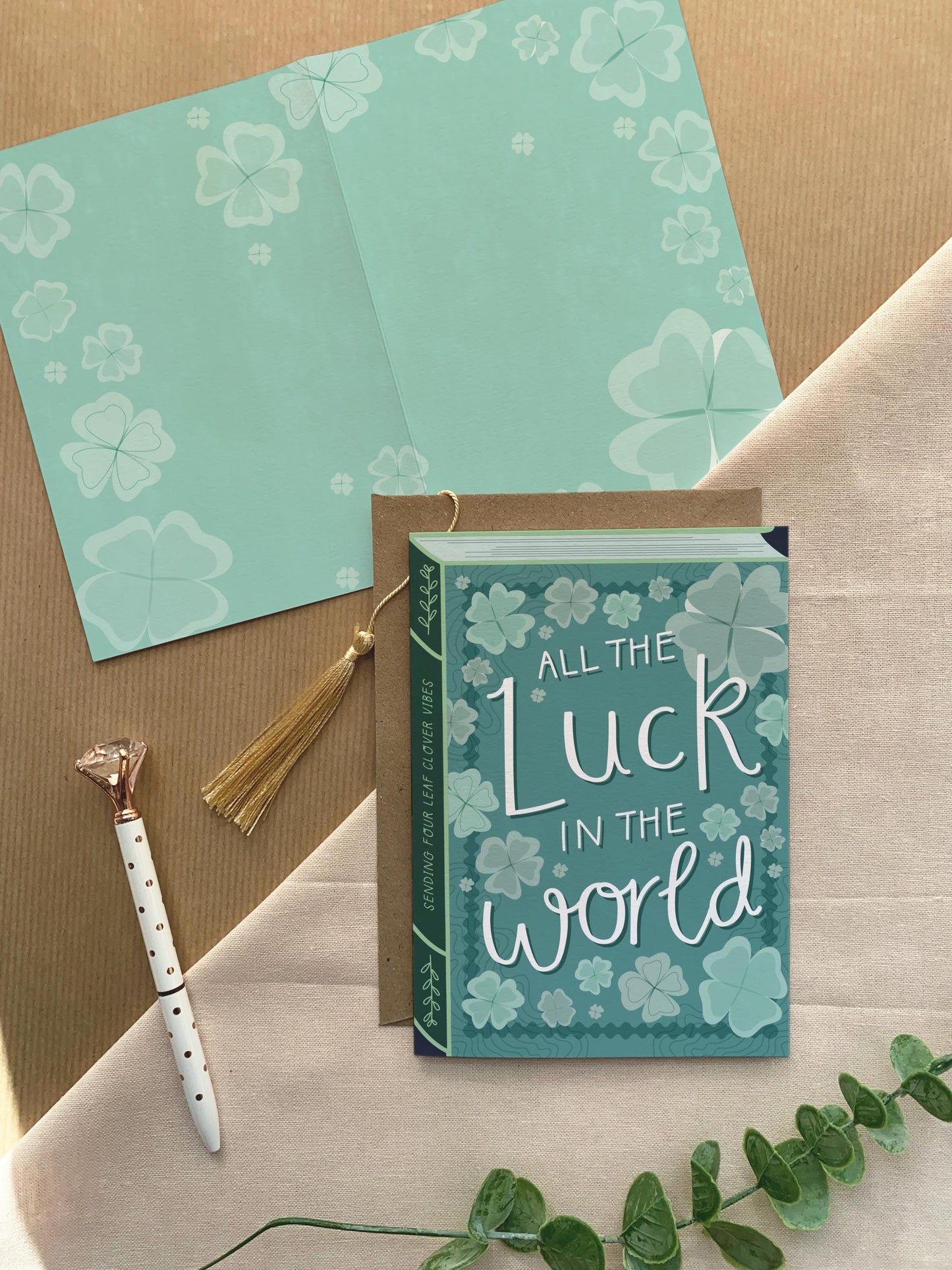 All the Luck  Luxury Book Good Luck Greeting Card