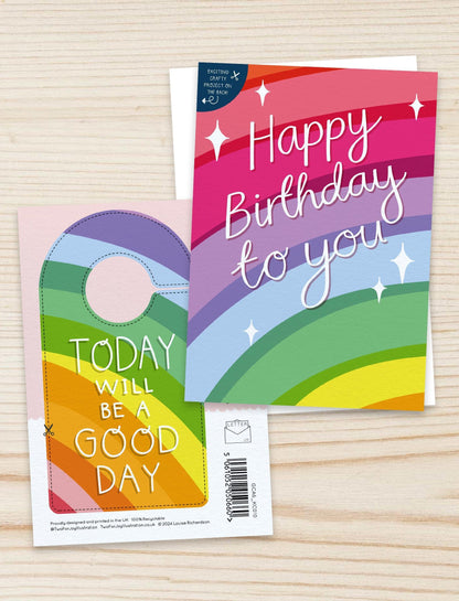 [New Size Now Available] Rainbow Happy Birthday Card with Cut-Out Crafty Activity
