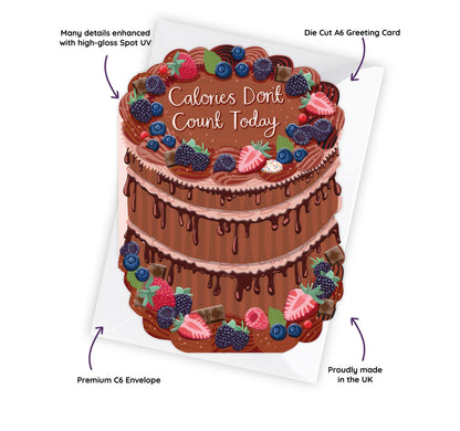 Calories Dont Count - Birthday Cake Shaped Greeting Card