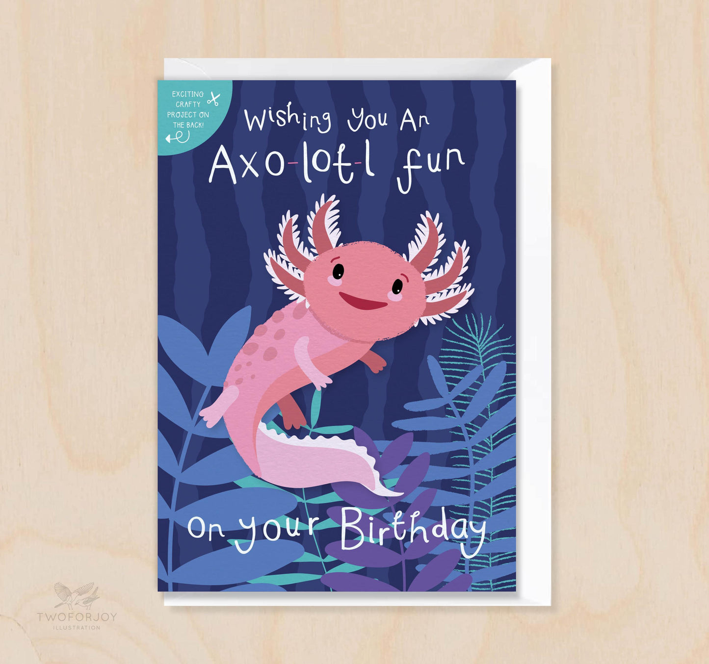 [New Size Now Available] Axolotl cut-out Crafty Birthday Card for Children