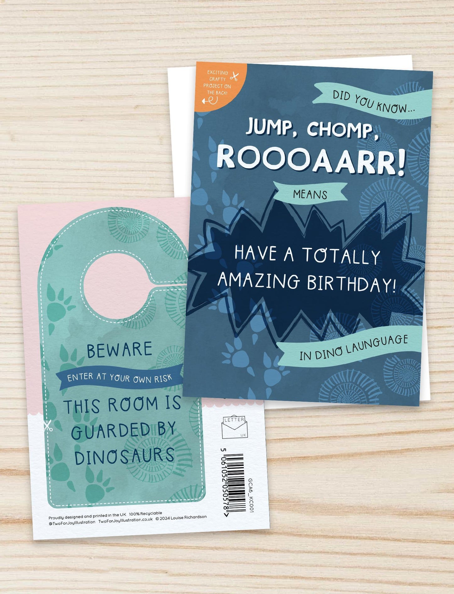 Dinosaur Birthday Card with Crafty Cut Out Activity Mask