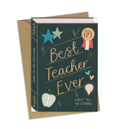 Best Teacher Ever  Luxury Book Greeting Card