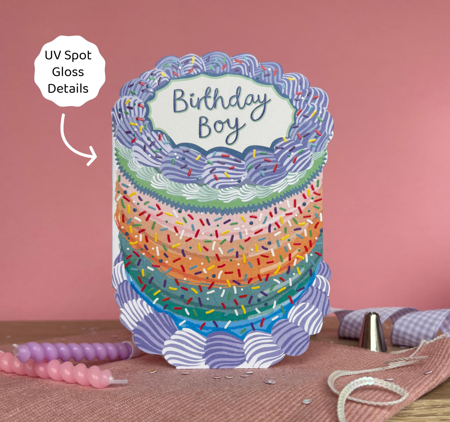 Birthday Boy - Vintage Cake Shaped Greeting Card