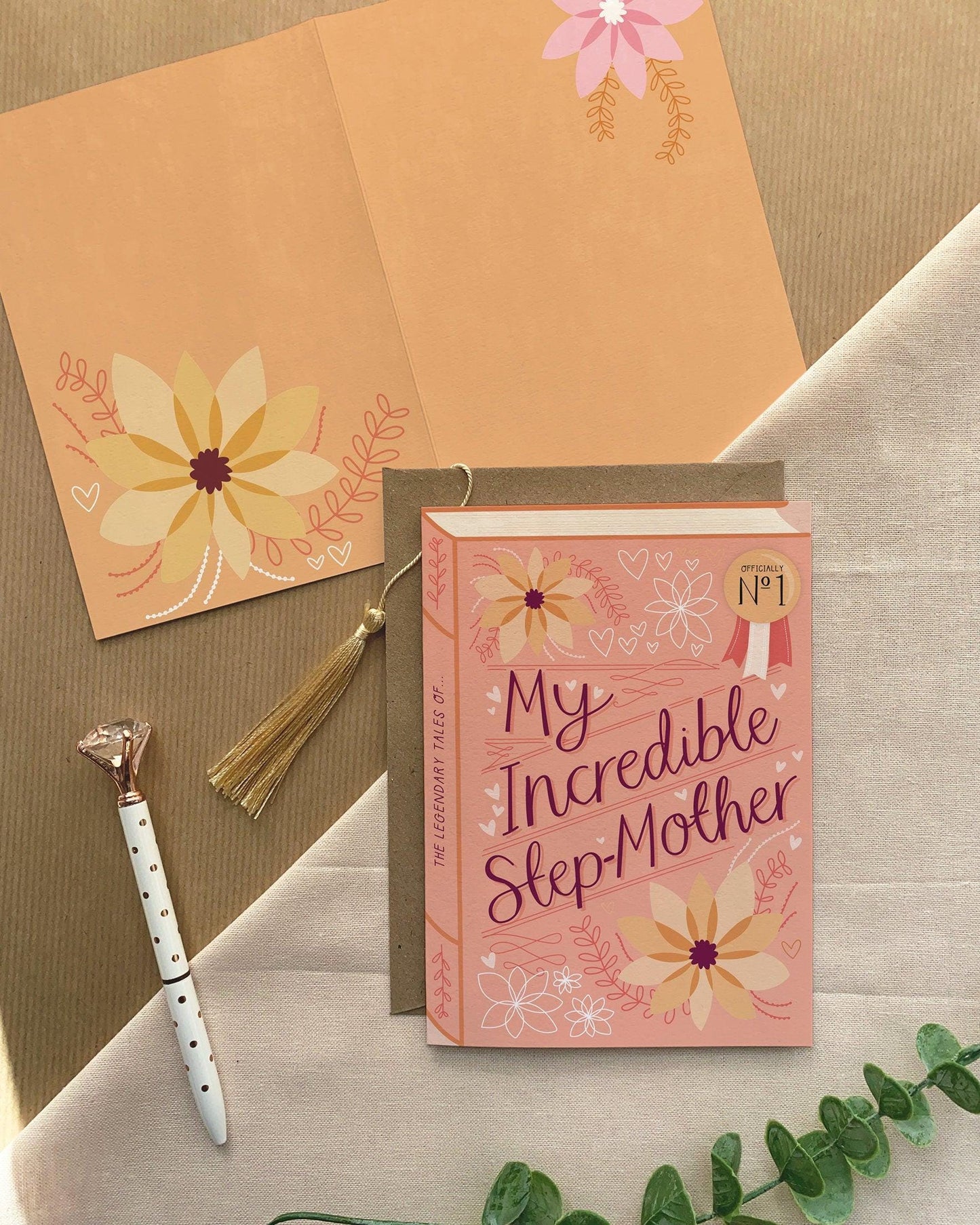 My Incredible Step-Mother  Luxury Book Birthday Mother's Day Greeting Card
