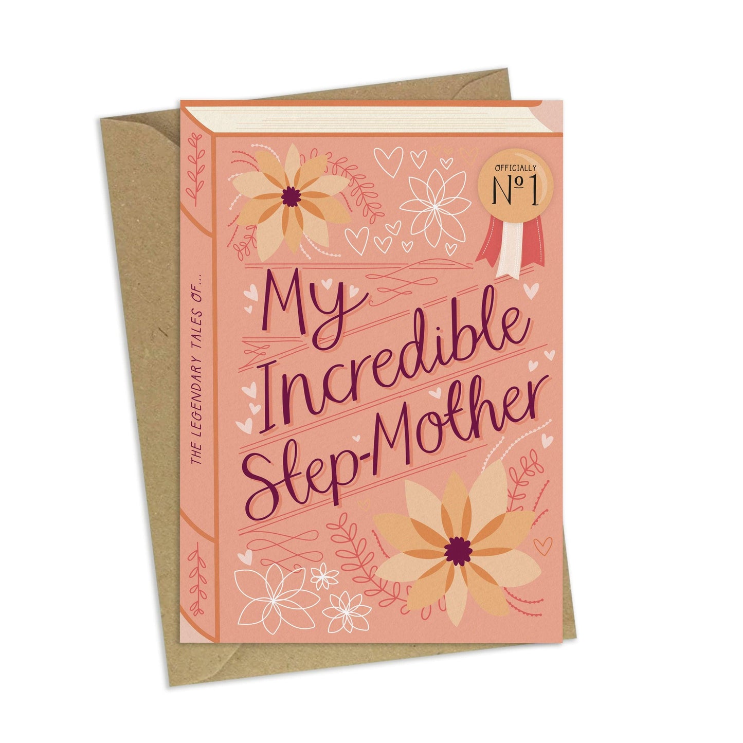 My Incredible Step-Mother  Luxury Book Birthday Mother's Day Greeting Card