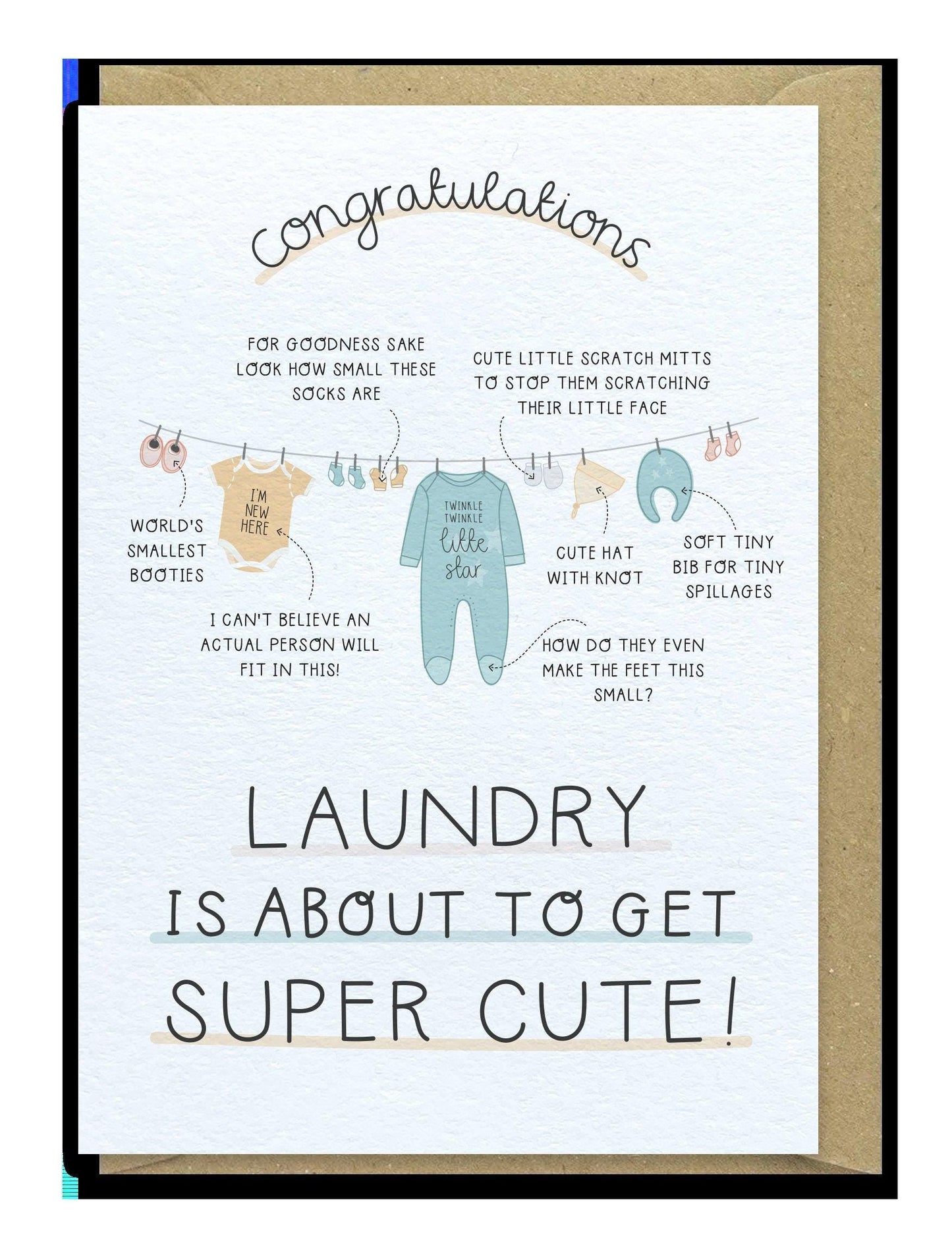 Laundry is about to get Super Cute! - New Baby Expectant Parents Greeting Card - Baby Shower
