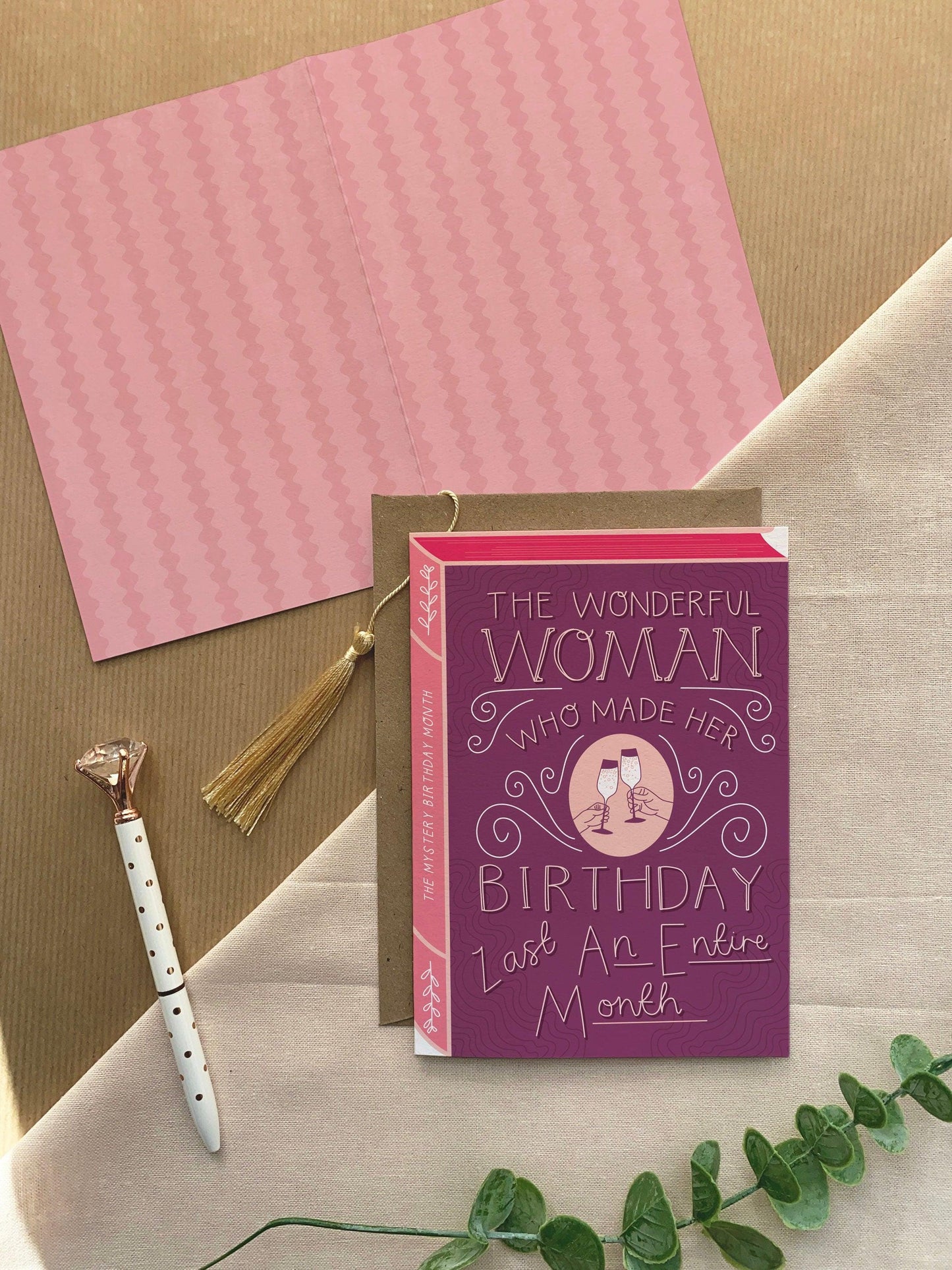The Woman who made her Birthday last an entire month  Luxury Book Birthday Greeting Card