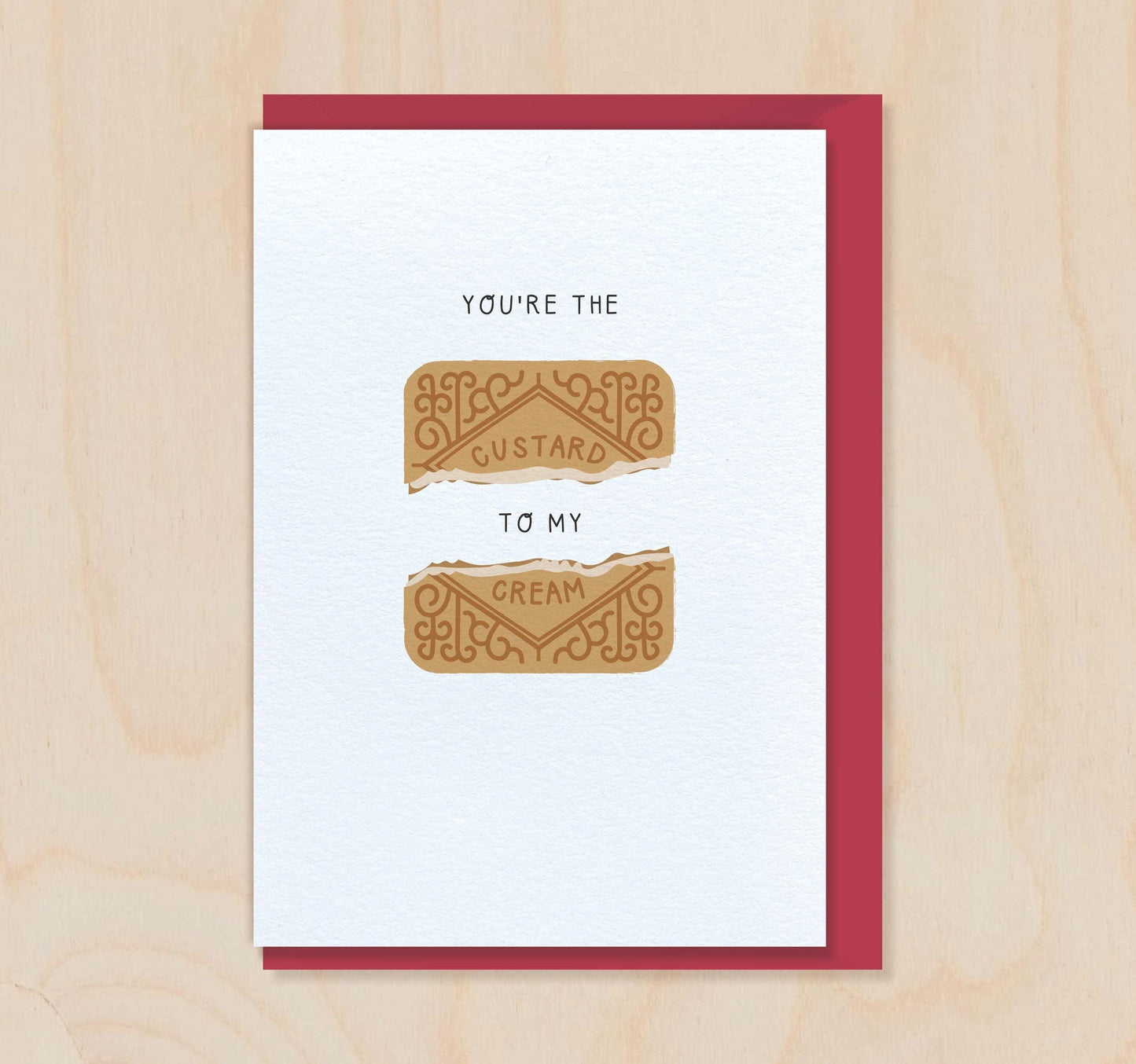You're the CUSTARD to my CREAM - Custard Cream Biscuit Valentine's Day Card for Husband Wife Boyfriend Girlfriend Fiance