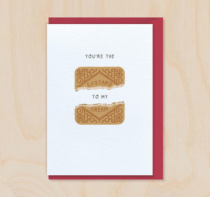 You're the CUSTARD to my CREAM - Custard Cream Biscuit Valentine's Day Card for Husband Wife Boyfriend Girlfriend Fiance