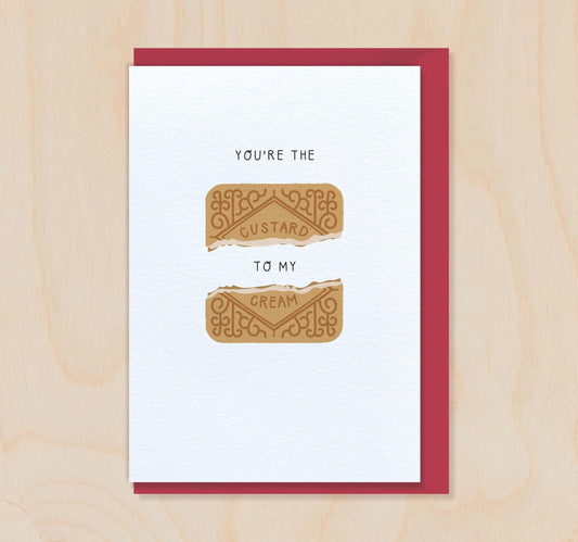 You're the CUSTARD to my CREAM - Custard Cream Biscuit Valentine's Day Card for Husband Wife Boyfriend Girlfriend Fiance