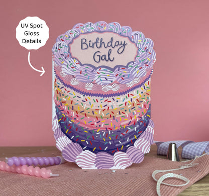 Birthday Gal - Vintage Cake Shaped Greeting Card