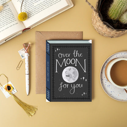 Over The Moon For You  Luxury Book Congratulations Greeting Card