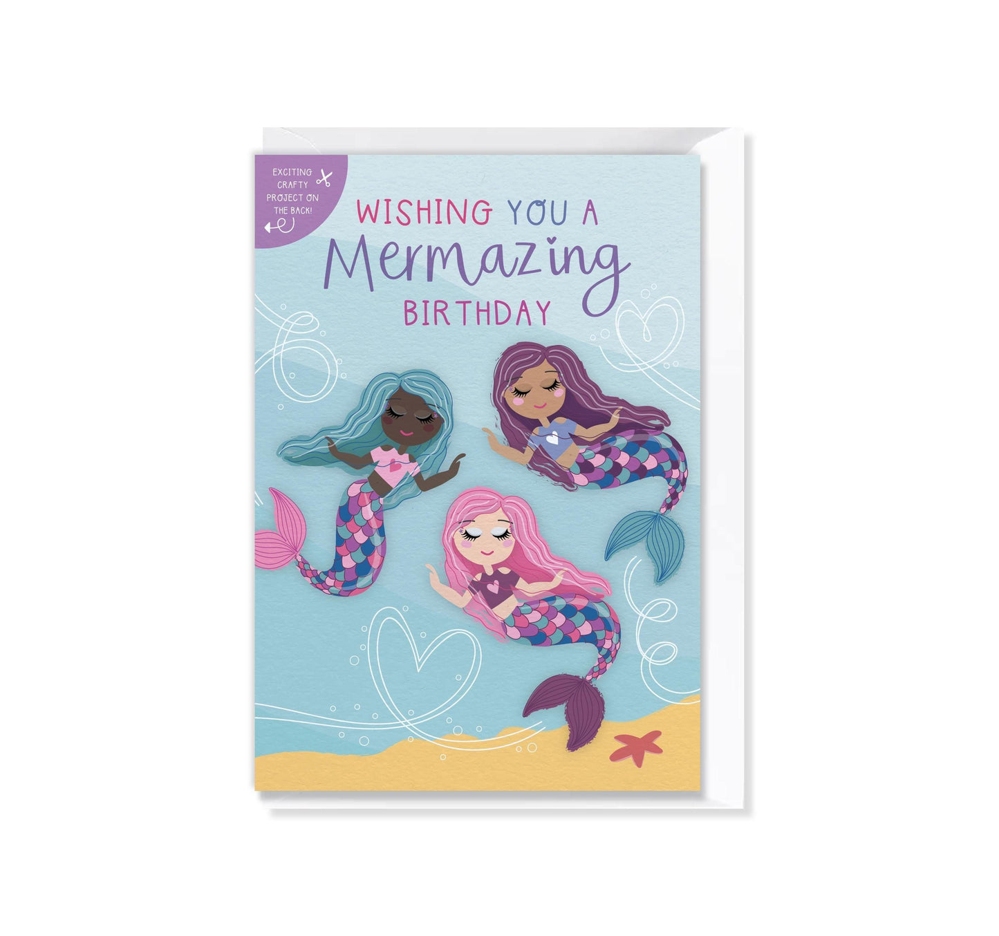 Mermaid Birthday Card with Cut out crafty activity