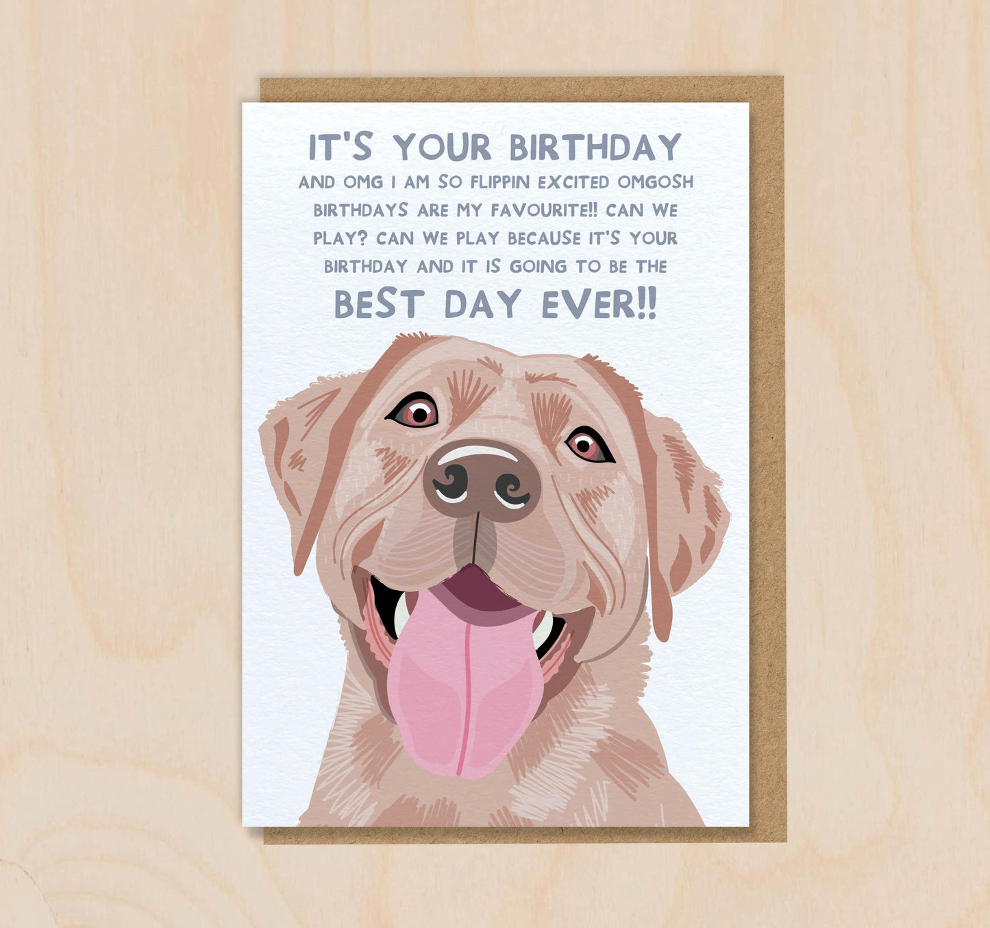 Birthday Card From The Dog - Golden Yellow Labrador - Funny Greeting Card For Dog Mum Dad Lover Owner