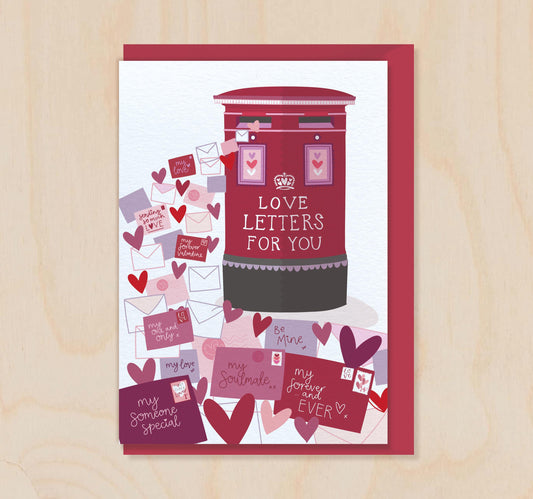 Love Letters for You with Post - Postbox Valentine's Luxury Greeting Card for Husband Wife