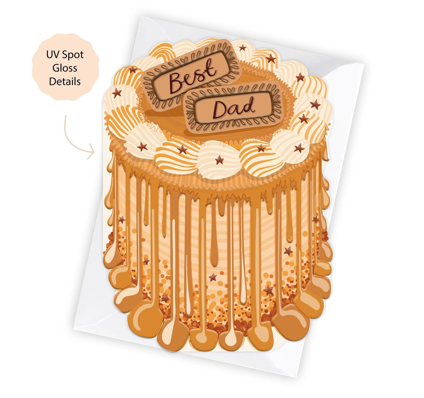 Best Dad - Cake Shaped Greeting Card for Father's Day or Dad Birthday