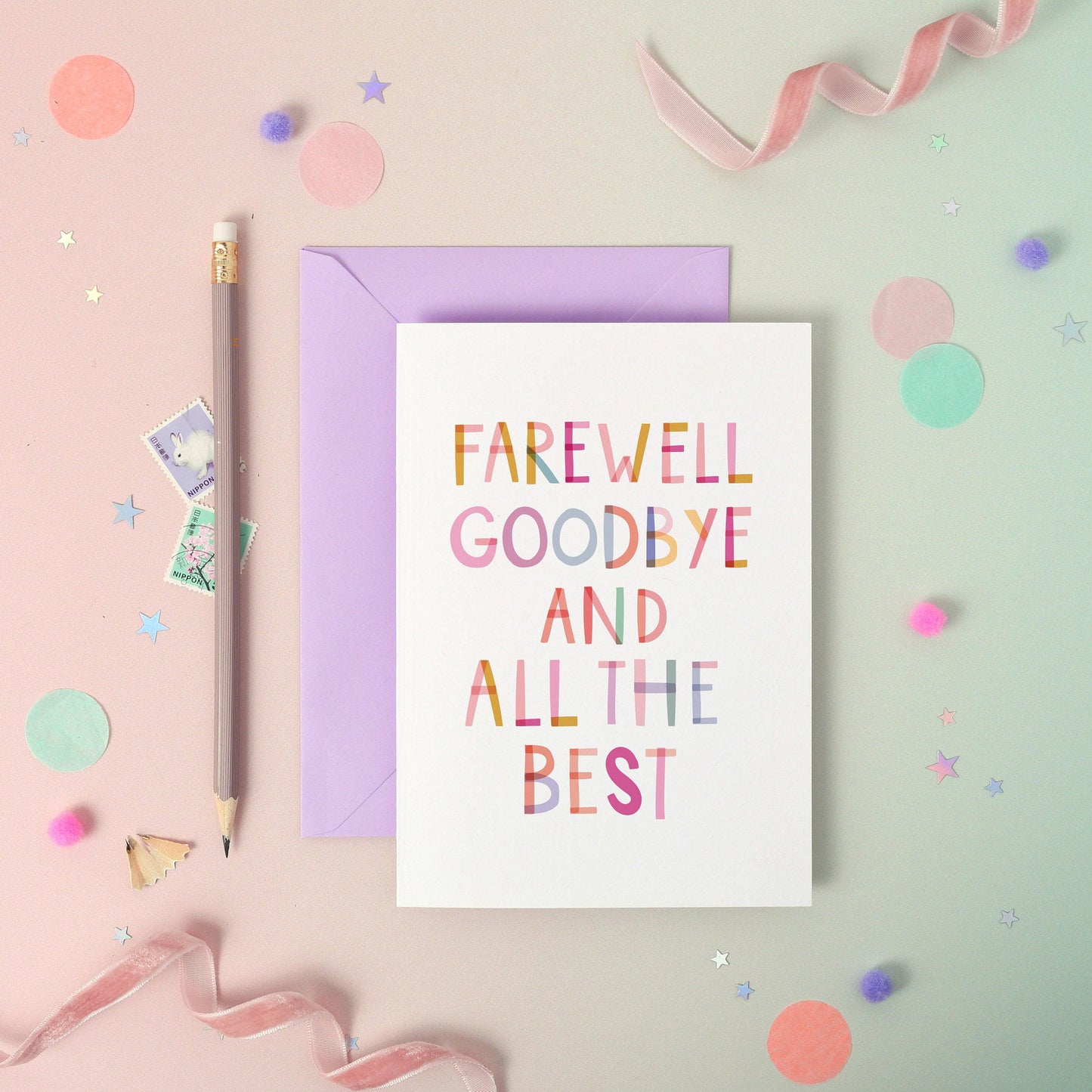 Farewell  Good Luck Luxury Foiled Rainbow Greeting Card