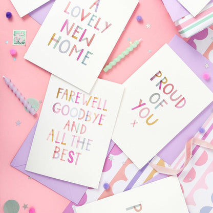 Farewell  Good Luck Luxury Foiled Rainbow Greeting Card