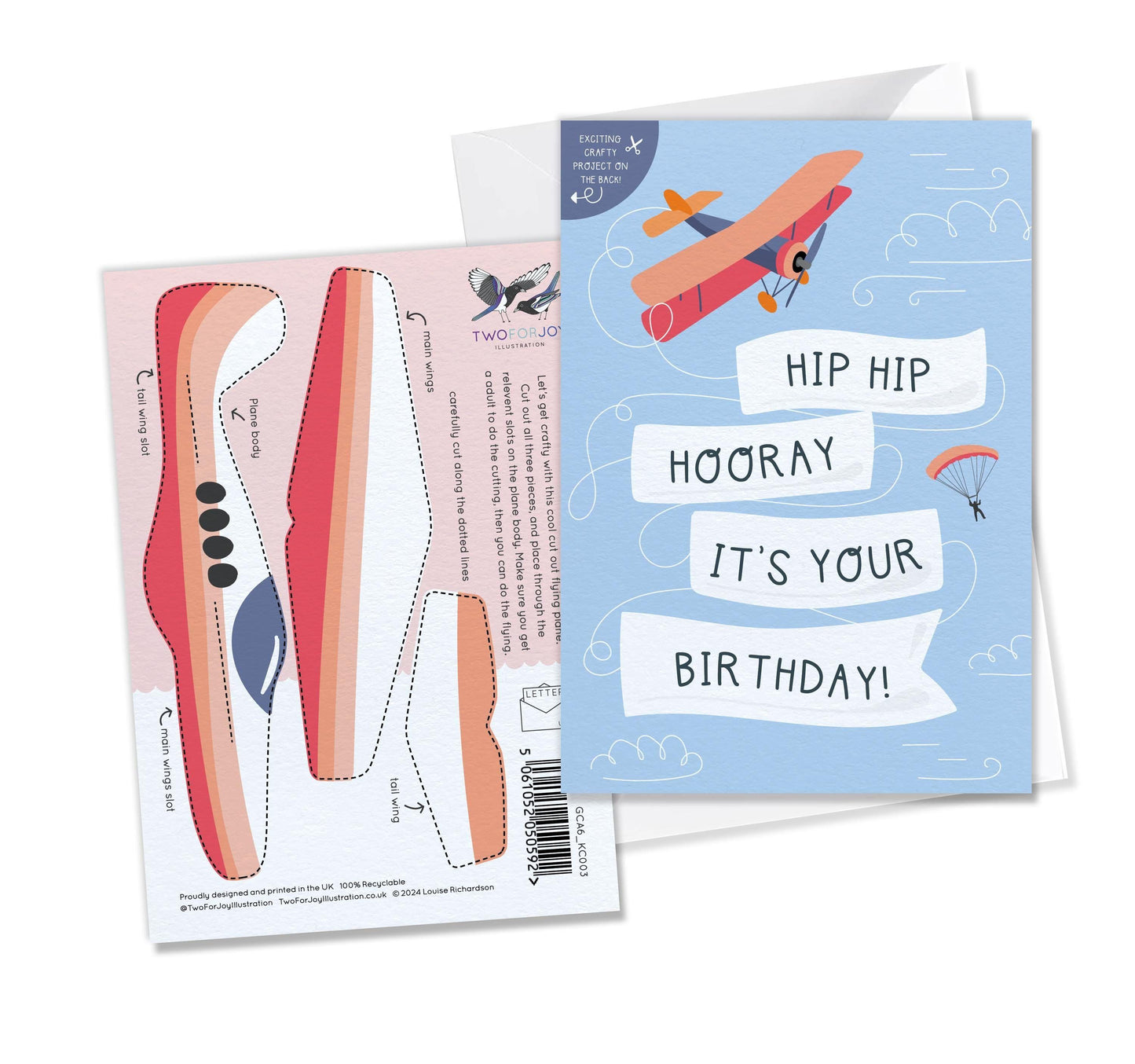 Aeroplane Birthday Card with Crafty Cut Out Activity[New Size Now Available]