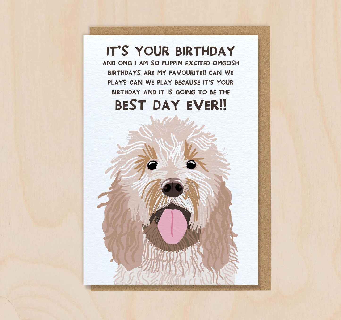 Birthday Card From The Dog - Cockapoo -  Funny Greeting Card For Dog Mum Dad Lover Owner
