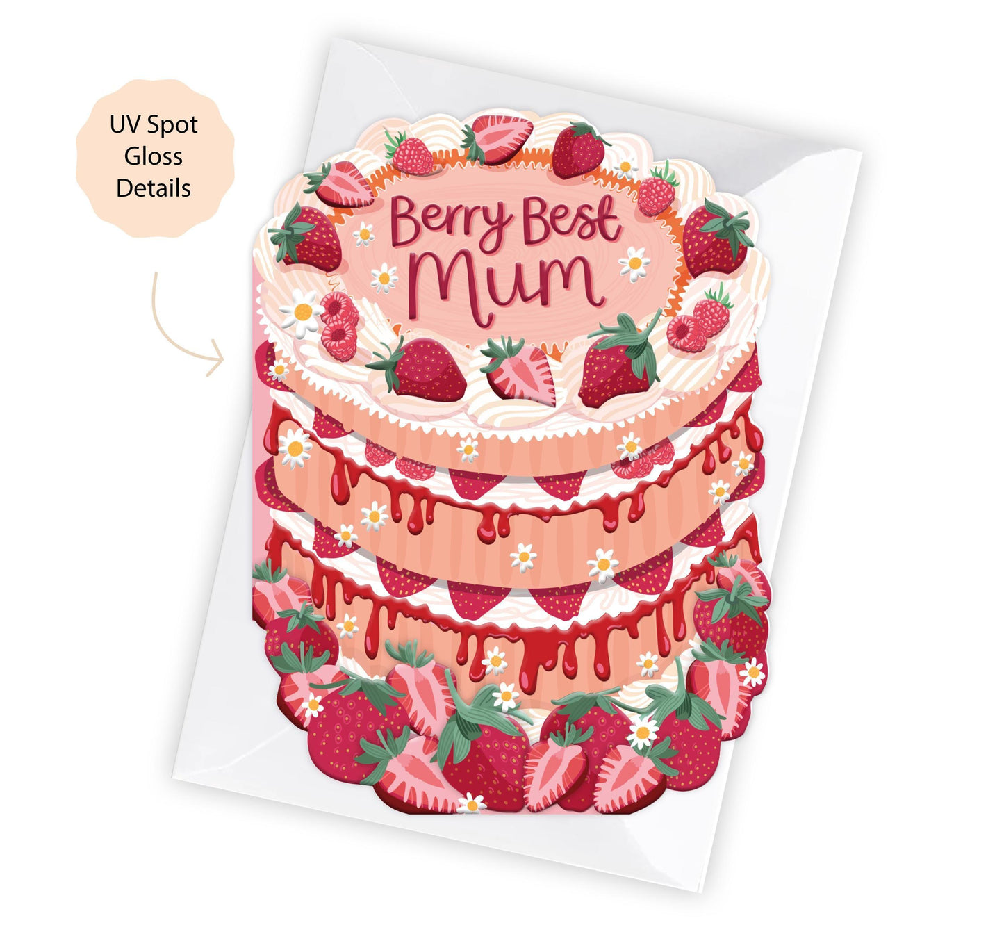 Berry Best Mum - Cake Shaped Greeting Card for Mother's Day or Mum Birthday