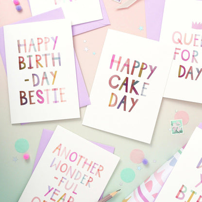 Happy Birthday Bestie  Birthday Luxury Foiled Rainbow Greeting Card