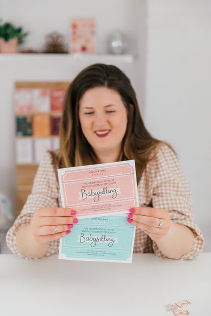 Babysitting Voucher Card - New Baby or First Birthday Greeting Card - Baby Shower