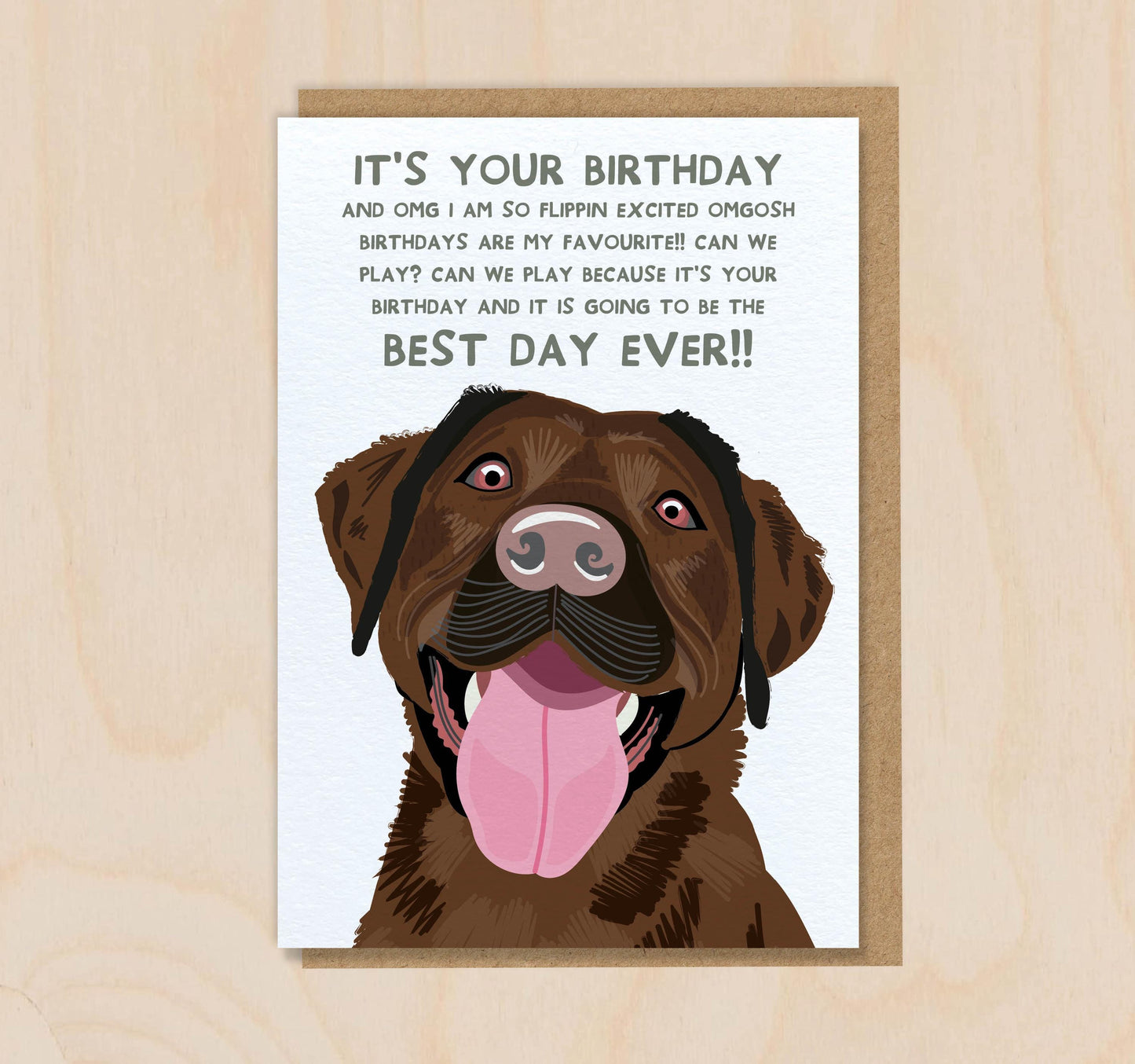 Birthday Card From The Dog - Chocolate Brown Labrador - Funny Greeting Card For Dog Mum Dad Lover Owner