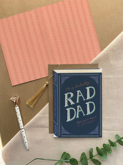 Rad Dad  Luxury Book Birthday or Fathers Day Greeting Card