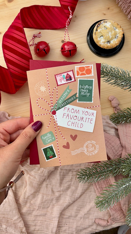 From your Favourite Child - Christmas Card for Parents Mum Dad