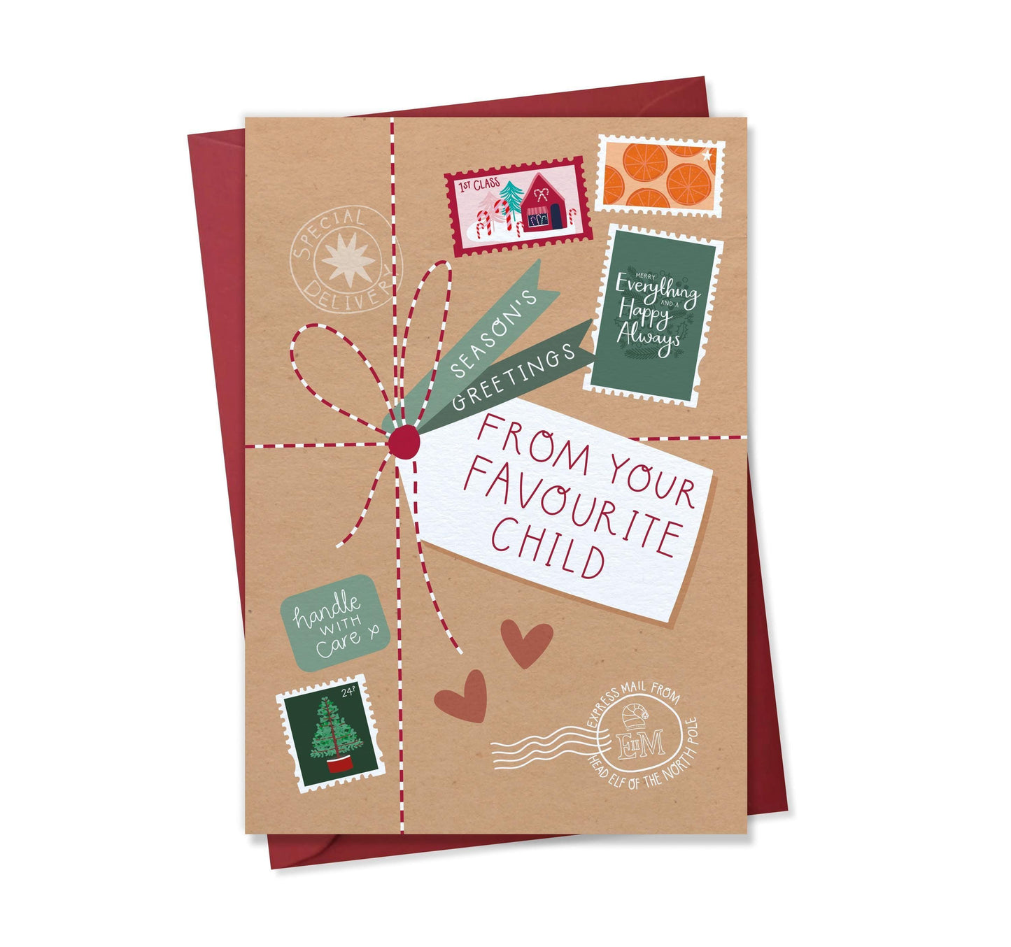 From your Favourite Child - Christmas Card for Parents Mum Dad